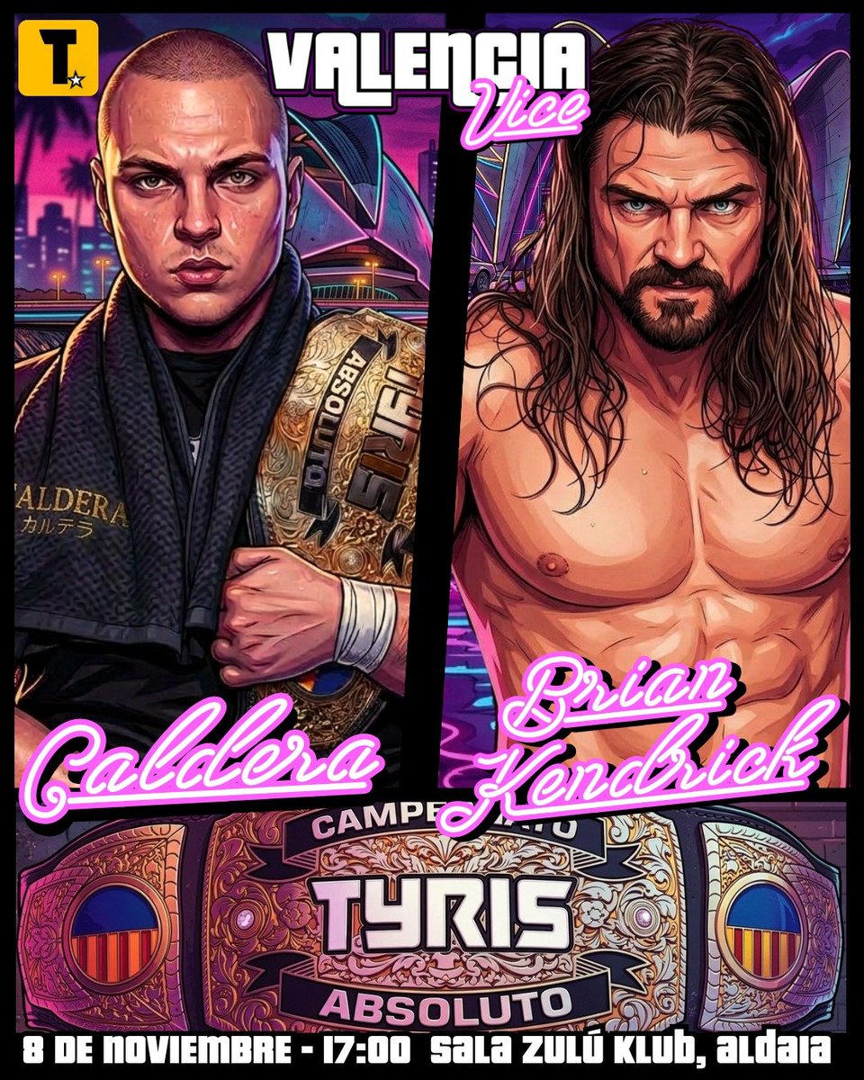 TyrisWrestling's tweet photo. 🚨 COMBATE TITULAR 🚨
Después de su victoria contra @njpw_murashima 🇯🇵, #CALDERA 😤 defenderá el CAMPEONATO ABSOLUTO DE TYRIS WRESTLING en #VALENCIAVICE 🍸 frente a la superestrella @mrbriankendrick ✨
El ganador se enfrentará a @rickysosa508 👉 el 20 de Diciembre en #AlTurron 🎄
🗓️ 8 de Noviembre
🕔 17:00
📍 Sala Zulú Klub, Aldaia
🎫 https://t.co/1xKBUaPyZM