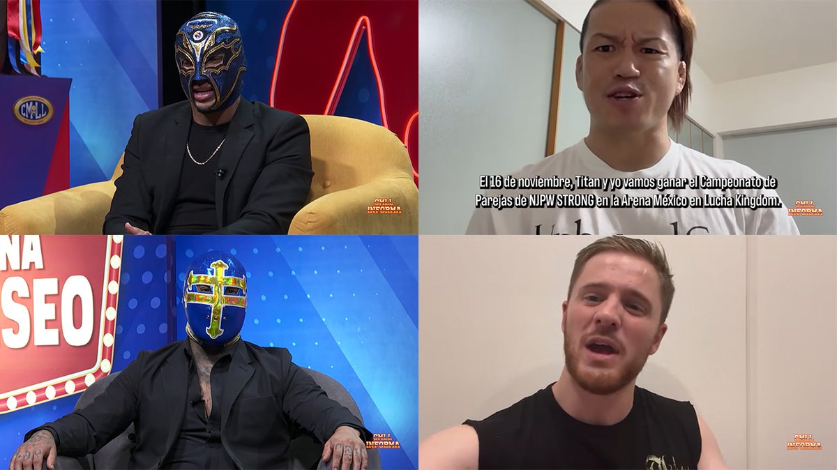 njpw1972's tweet photo. 【現地時間：11月16日（月）CMLL＆新日本合同興行『LUCHA KINGDOM』の第2弾カードが決定！】

STRONG無差別級タッグ選手権 3WAYマッチ！
“王者組”アンヘル・デ・オロ＆ニエブラ・ロハに、ティタン＆石森太二、テンプラリオ＆フランシスコ・アキラが挑戦！

https://t.co/XhEHINJucU

#luchakingdom https://t.co/cTwDvzNywW