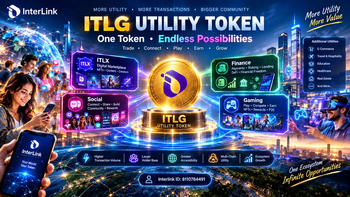 karamsravank's tweet photo. #InterLink #ITLG  #ITL #ITLX #UtilityToken #DeFi #Gaming #Web3Community #CryptoUtility #Blockchain

(Comprehensive Utility & Growth Focus)

More Utility • More Transactions • Bigger Community 🌐🪙   

Discover the real power of the ITLG Utility Token — designed to seamlessly power an entire decentralized ecosystem!   

🔹 ITLX: Digital Marketplace for NFTs, Content & Creators   

🔹 Finance: Payments, Staking, Lending & DeFi solutions   

🔹 Social: Connect, Share, Build Community & earn Rewards   

🔹 Gaming: Play, Compete, Earn with NFTs & P2E mechanics  

 Extending further into E-Commerce, Travel, Education, Healthcare & Real Estate. Higher volume, larger holder base, and multi-chain utility.  

 One Token. Endless Possibilities. One Ecosystem. Infinite Opportunities.   

🚀 Join the network with InterLink ID: 8110784491   

🔗https://t.co/F8I62E2vsS