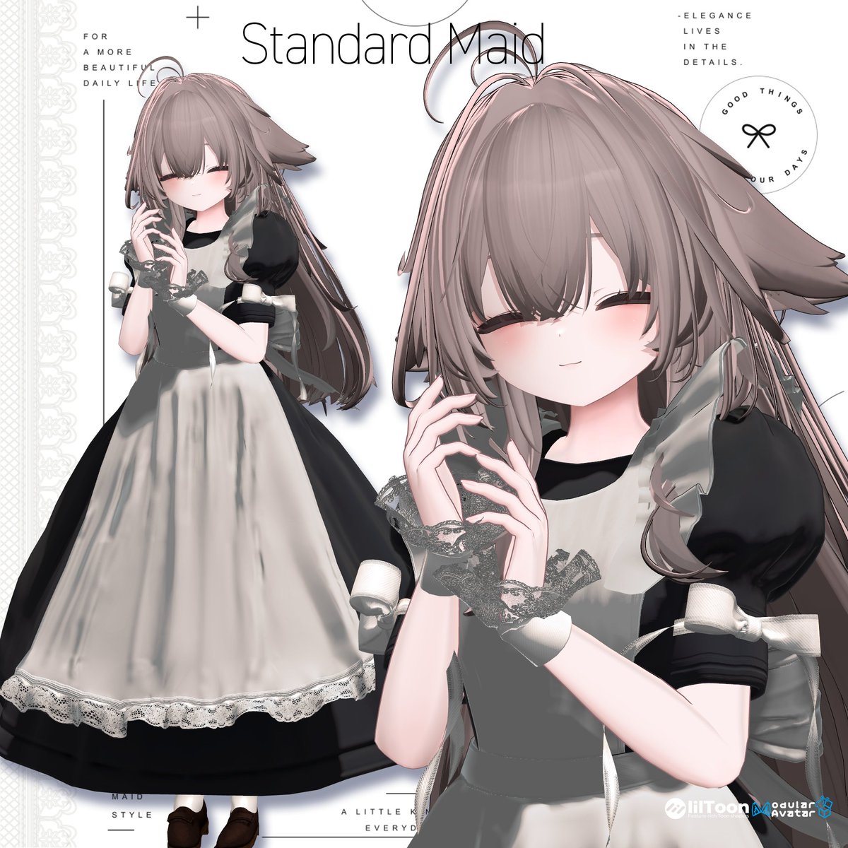 Booth_D9's tweet photo. クロスコンポーネントを用いてカーテシーができるのが特徴の、StandardMaid、まもなく公開いたします。
対応アバター

🩷-- しなの-Shinano --🩷
【Breasts_big、Breasts_flat】

🩷-- 愛莉 Airi  --🩷

【Breasts_Big、Breasts_Small】

🩷-- ルルネ・かぐや   Rurune Kaguya --🩷

【Breast_small_____胸_小、Breast_big(limit)】

🩷--ライム・シフォン・ショコラ・プラム Lime Chiffon Chocolat--🩷

【Breasts_big、Breasts_small】

🩷-- ラムネ   Ramune --🩷

【Breast_Little、Breast_Middle、Breast_Big】

🩷-- デルタフレア  Deltaflair --🩷

【Breast_Cut、Breast_Large】

🩷-- ミシェラ　Michella --🩷

【Breast_big、Breast_flat】

🩷-- カザリス   Cazalis --🩷

【Breasts_Flat、Breasts_Small、Breasts_Big、Breasts_Big+】

🩷-- ミルフィ・エク  Milfy  Eku --🩷

【Breast_big、Breast_big_inside、Breast_small】
