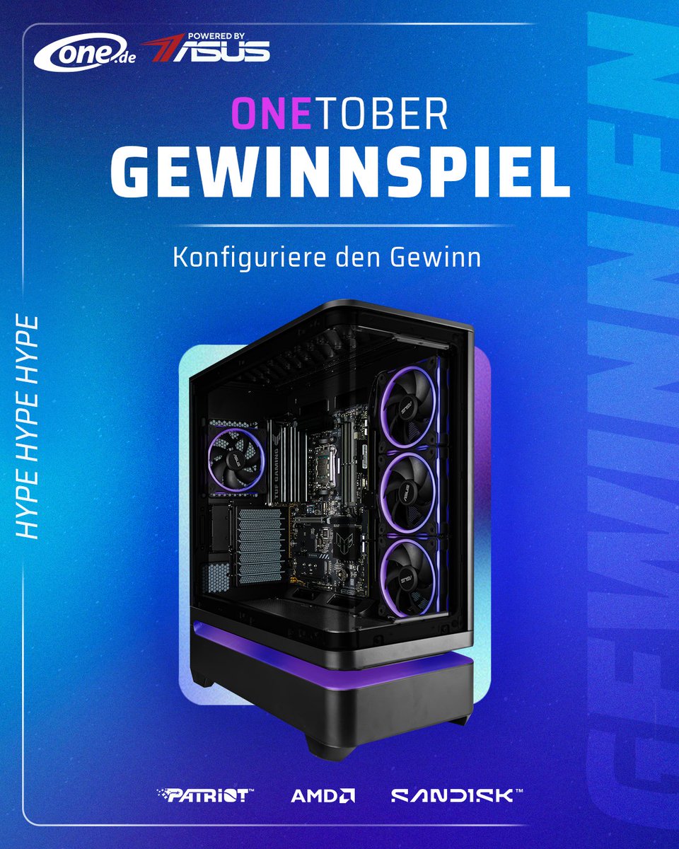 onecomputer's tweet photo. ONEtober Gewinnspiel!!!💙
Danke an @asusde, @AMD und @sandiskoptimus 

Um teilnehmen zu können, musst du uns folgen, alle Gewinnspielpostings liken und kommentieren. 

Likes/Shares/Kommentare/neue Follower erhöhen die Hypestufe!
💙

Ende: 29.10.2026

#ONEtober #Gewinnspiel #Win https://t.co/S3leG0SxPS