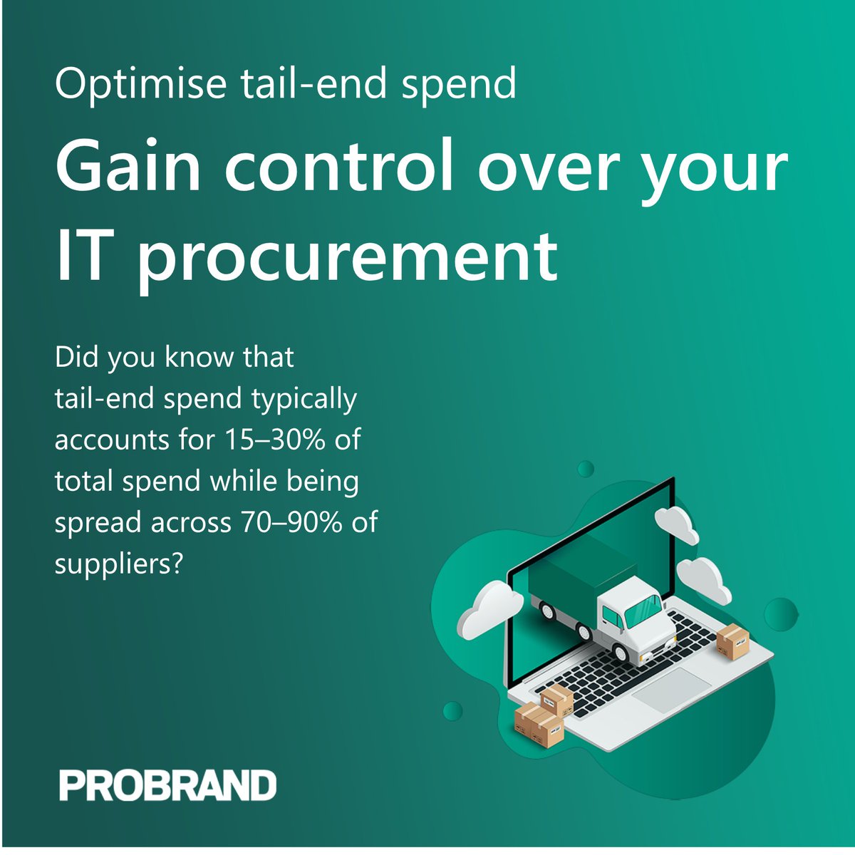 Probrand's tweet photo. #TailSpend is made up of low-value, high-volume transactions across a large supplier base. And because it's fragmented, it's often overlooked.
The Probrand #ITProcurement Platform helps organisations take back control: https://t.co/R8IhYXuvfQ https://t.co/W6OiMoNOSh