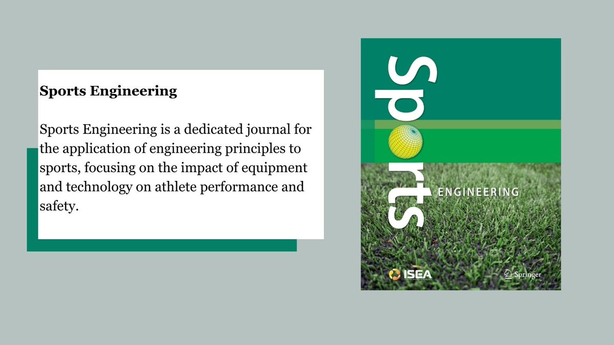 SpringerEng's tweet photo. Sports Engineering is recruiting new Editorial Board members! Help shape the journal and bring diverse expertise to the board. 

Apply by 1 Nov 2026: https://t.co/X9gdtkdAZh 
#SportsEngineering @ISEA_Journal https://t.co/IQj0oLP9zc