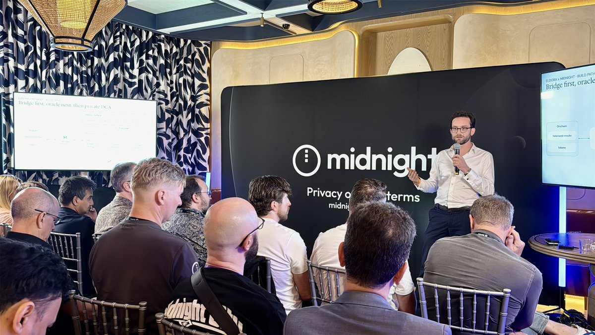 eldoraglobal's tweet photo. Private wealth. Private by design. 🔐

Eldora Founder &amp; CEO @swisstatoshi took the stage at @MidnightNtwrk’s private pitch during TOKEN2049 Singapore.

Great conversations. Bigger possibilities ahead. https://t.co/niQCjR9KlL