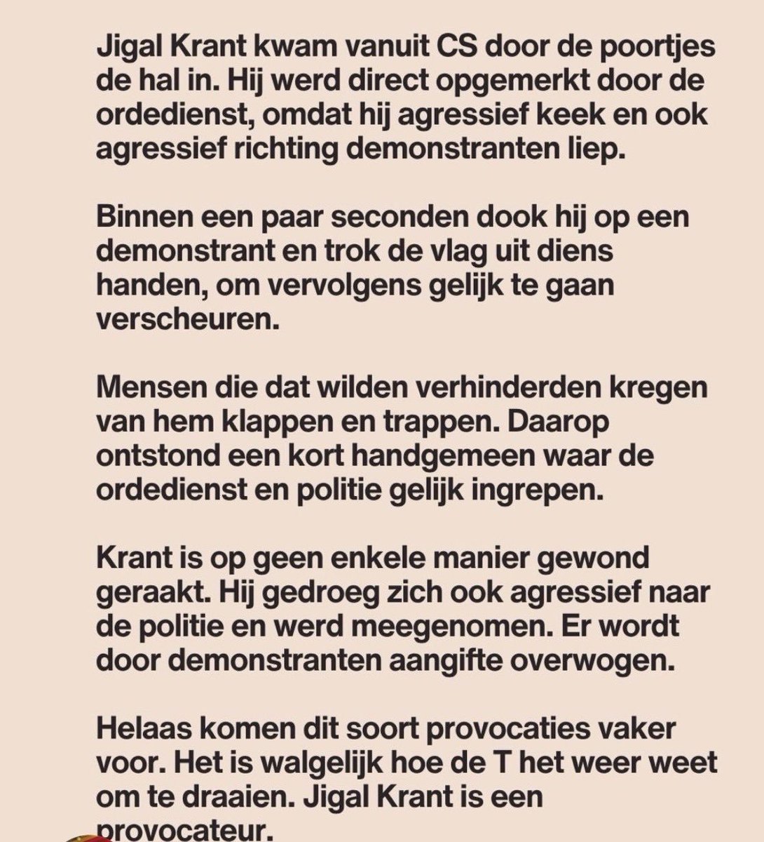 jigalkrant's tweet photo. Ik reageer hier nog één keer en dan ga ik proberen mijn verjaardag te vieren. Wat in de screenshots gesteld wordt is pertinent onwaar:
- ja, ik heb aan een vlag getrokken. Dat heb ik ook ter plekke aan de politie verklaard. Niet verscheurd, niet weggegooid, niet beschadigd
1/4 https://t.co/V82AcMtwC1