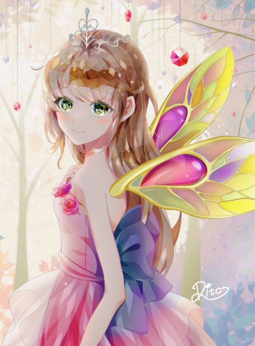Ritosmile25's tweet photo. 『宝石の妖精さん』✨

数年前に描いたものですが、いまだに気に入ってる絵です！
この時の絵柄に戻そうかお悩み中‥💭
#創作　#イラスト https://t.co/E7PWlB3E43