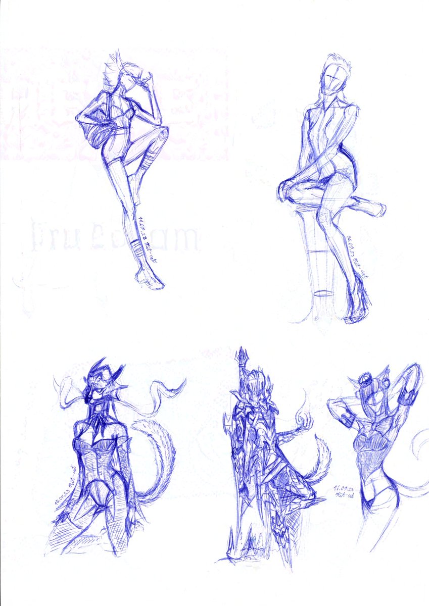 Kit_Floridian's tweet photo. First things first, after over half a year of #artblock back in 2023 I picked up a ballpoint pen and some sheet of A4 paper and started sketching based on some photos saved on my phone and my #FinalFantasyXIV avatar's #glamour s (outfits in game's terminology), https://t.co/Cz069JVtBr