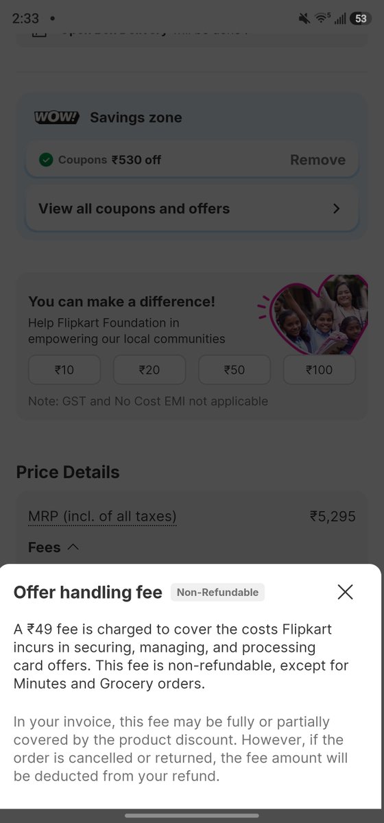 DokiVK's tweet photo. Why is @Flipkart charging two times for a single transaction.

@jagograhakjago @nch1915 is this legal ? https://t.co/NOkvUcLs9T