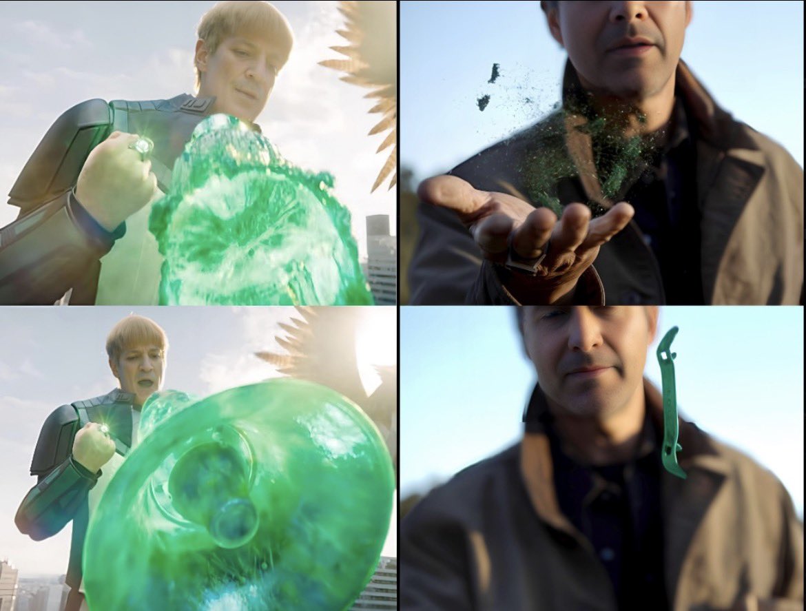 will1ams_2's tweet photo. Why are Guy Gardner's constructs made of liquid while Hal Jordan's are made of dust? is there a reason for this difference? https://t.co/7i9Ub3iwP6