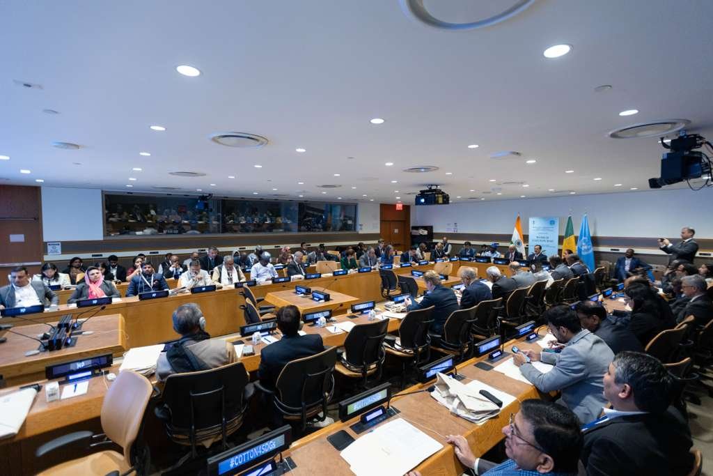 SikanderBJP's tweet photo. 🇮🇳 Celebrating India’s Cotton Legacy at the United Nations  #IndiaAtUN

Proud to be part of the Indian Parliamentary Delegation at the UN Headquarters, where India and Mali co-hosted “Cotton for Sustainability” on World Cotton Day.
1/3 https://t.co/ucJIGuRWn1