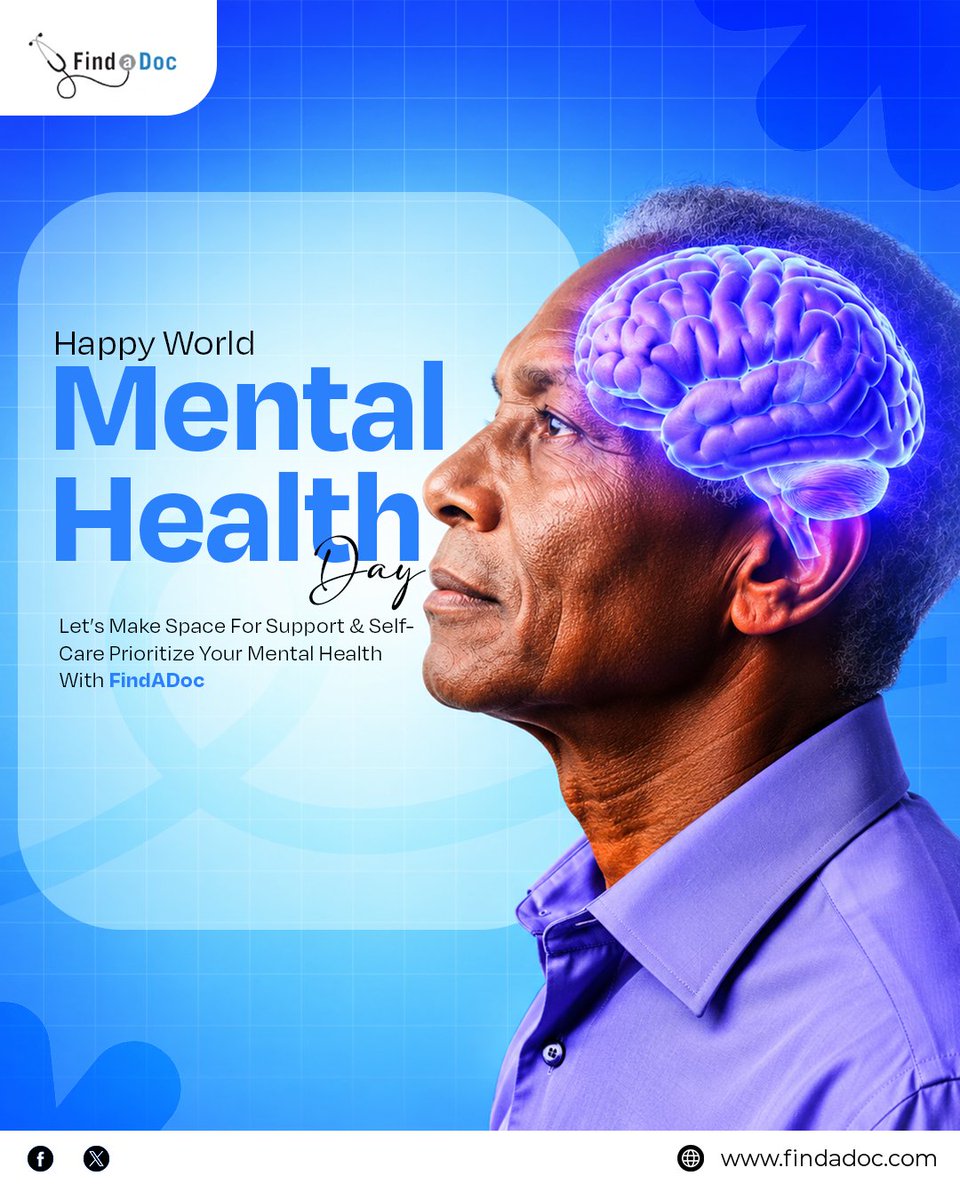 findadoc1's tweet photo. Mental health is an important part of overall well-being, and seeking the right support can be a meaningful step toward feeling your best. This World Mental Health Day FindADoc encourages you to prioritize your well-being.
https://t.co/ja66PE52BR
#WorldMentalHealthDay #Wellbein https://t.co/gdjUnp8MNs
