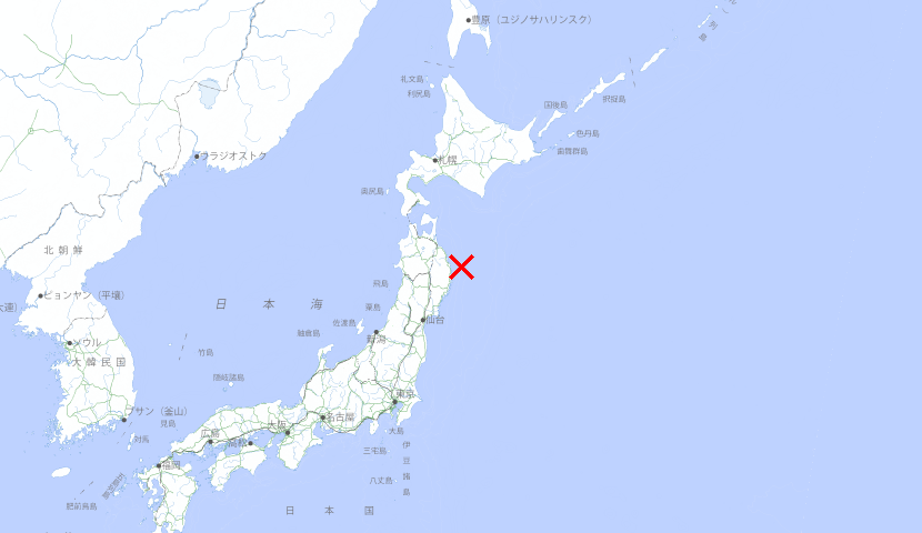 NetaSetsuk64797's tweet photo. 【地震速報】
◾ 発生時刻：08日 18:14
◾ 震源地：岩手県沖
◾ 最大震度：1
◾ M3.6
今後の情報に注意してください。画像出典:国土地理院 https://t.co/EpsefDcMDX