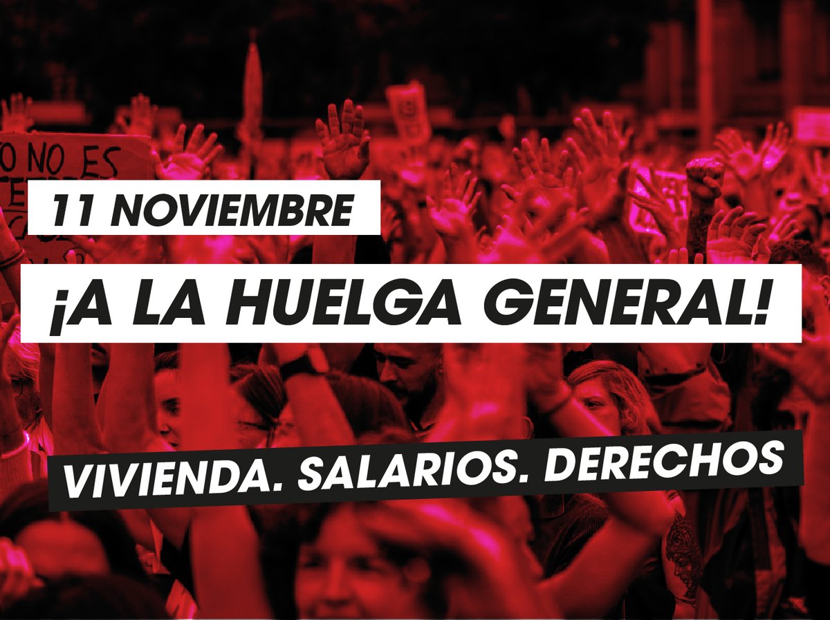 elpce's tweet photo. 🙋‍♀️Llamamos a una huelga general masiva por la vivienda, los salarios, los servicios públicos, por los derechos de todas y todos.

Hasta el #11N, extender la movilización por el derecho a la vivienda y la calidad de vida de la clase trabajadora. 🟥✊

https://t.co/ff37dOPobK https://t.co/2xVVkTwhIU