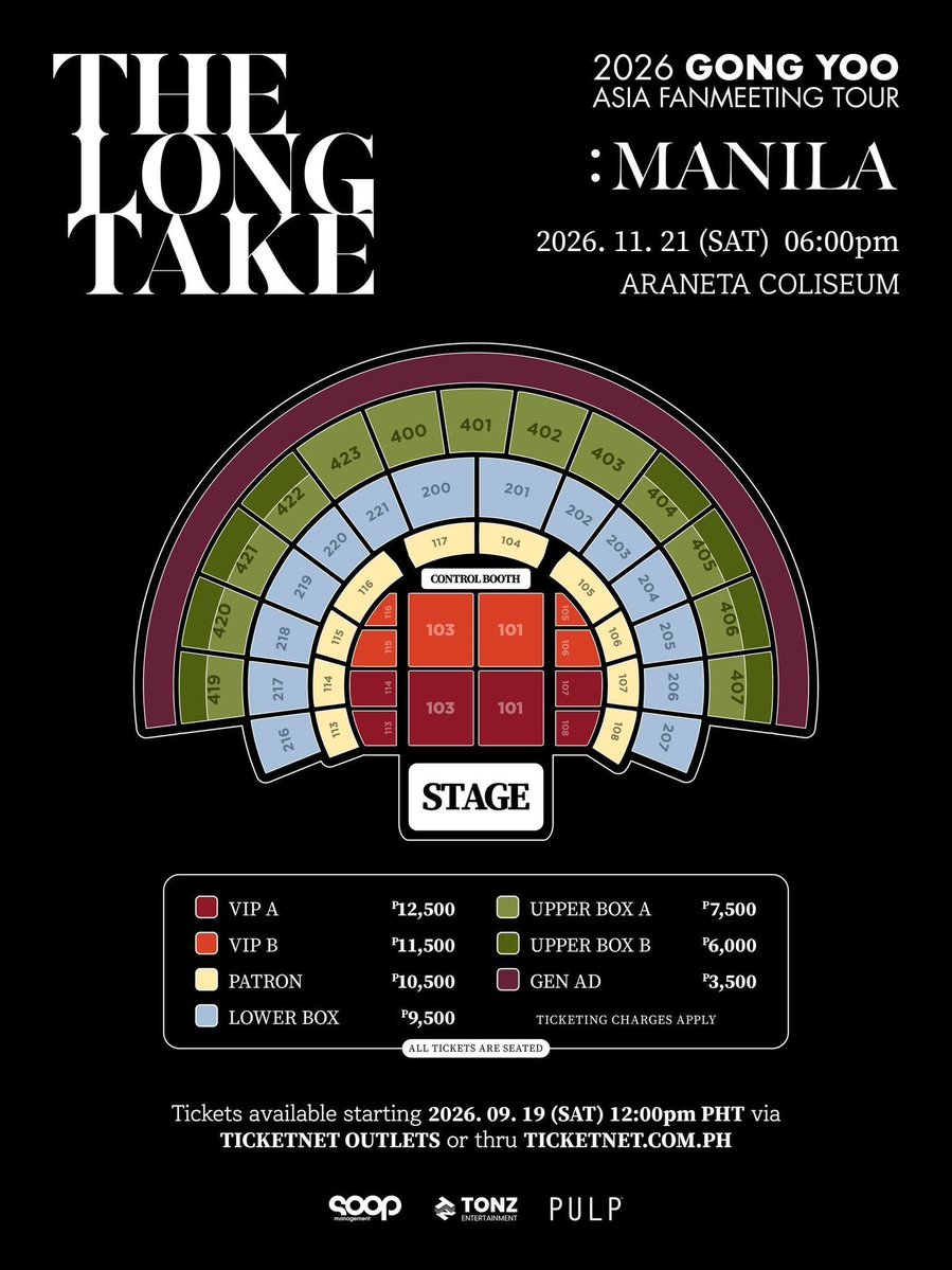 jane_ngun's tweet photo. 💎 THE LONG TAKE : 2026 GONG YOO ASIA FANMEETING TOUR IN MANILA 💎
📅 日時：
 * 2026年11月21日(土) 18:00 (6:00 PM) 開演
📍 会場：ARANETA COLISEUM（アラネタ・コロシアム / フィリピン・マニラ）
🎟️ 料金：価格お問い合わせ（コン・ユによるマニラファンミーティングの代行予約を受付中！）
👤 Artist & Organizer：
 * コン・ユ (GONG YOO / 공유)
 * 主催：MANAGEMENT SOOP / TONZ ENTERTAINMENT / PULP LIVE WORLD ほか
━━━━━━━━━━━━━━━━━━
✨ 取扱座席・案内ガイド
 * 大人気俳優 コン・ユ によるアジアファンミーティングツアー『THE LONG TAKE 2026 GONG YOO ASIA FANMEETING TOUR : MANILA』アラネタ・コロシアム公演をフルサポート
 * ステージ前方フロア良席から見やすい指定席まで完全網羅
 * マニラ現地でのスムーズなチケット確保＆入場サポートを実施
   ━━━━━━━━━━━━━━━━━━
⚠️ ご購入の意思が確定し、お支払いおよびチケット確保が可能な段階になってからDMください（希望席種・エリア / 枚数 / ご予算を明記）。
#GongYoo #공유 #TheLongTake #AranetaColiseum #マニラ公演 #フィリピン公演 #海外コン代行 #マニラチケット #ファンミ代行 #コンサート代行 #チケット代行 #티켓대행 #代理チケッティング #チケッティング代行 #チケット譲 #양도 #WTS #WTE