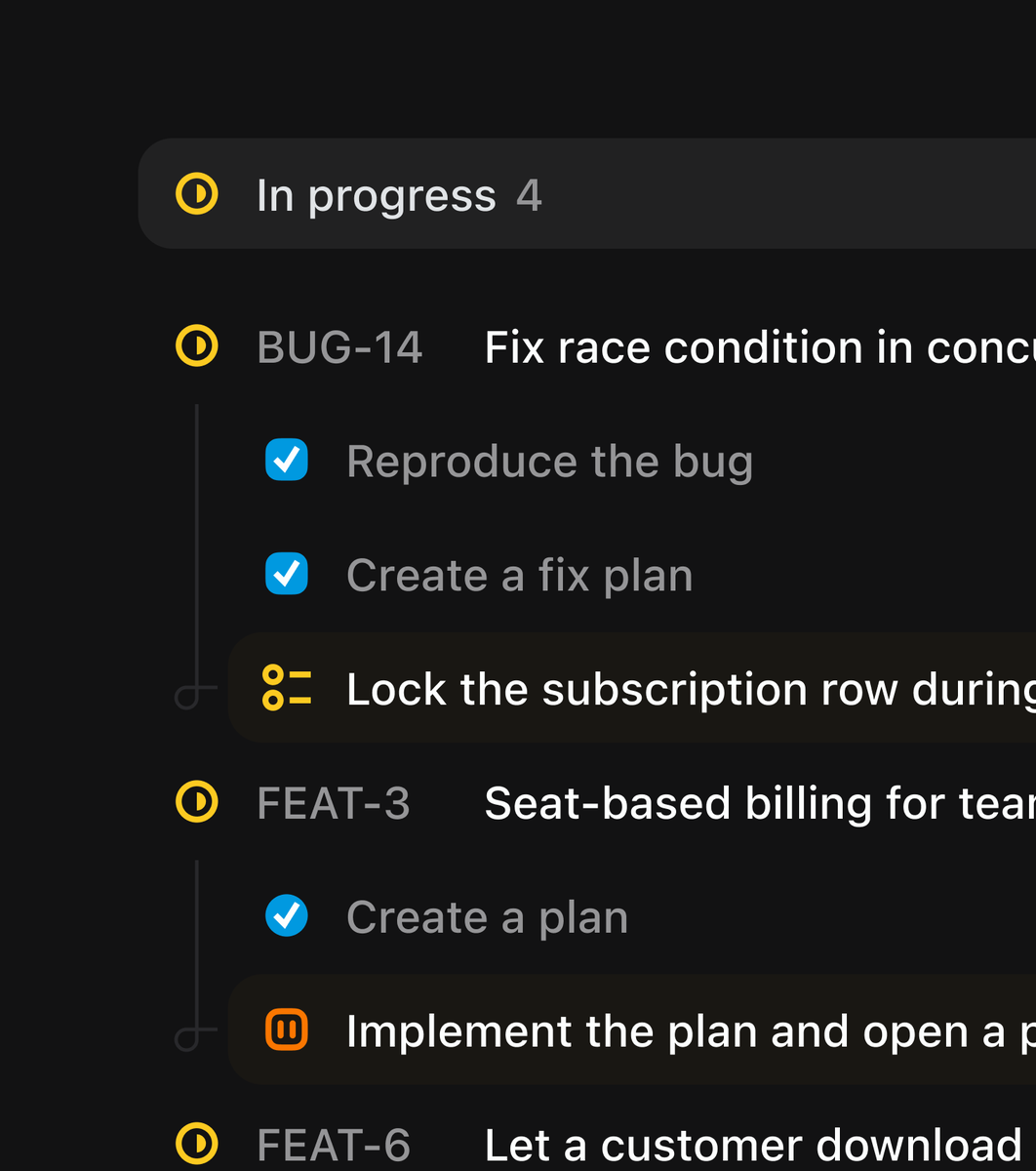 justvasi's tweet photo. Some details around Tickets. Human tasks, agent jobs and clear indicators what needs action next. The goal is to oversee and unblock, rather than manage. https://t.co/OoQ3AGrLeh