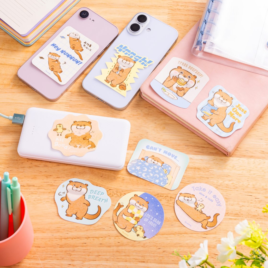 nun2store's tweet photo. 🌟新商品🌟

可愛い嘘のカワウソ 
ぬんびりスローライフ スマホに貼れるサイズのマットステッカー（全9種）
各385円(税込)

いそがしいあなたの スマホにぴったり📱
スローライフに おさそいステッカー💭

10/16(金)11時より発売🛒
https://t.co/aaZt9sNfdH https://t.co/ws686cEYHO