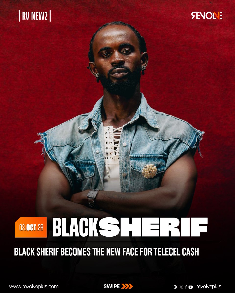 RevolvePlus's tweet photo. Black Sherif has officially been unveiled as the new brand ambassador for Telecel Cash. 

#revolveplus #blacksherif #telecel #telecelcash https://t.co/I9YHrticLJ