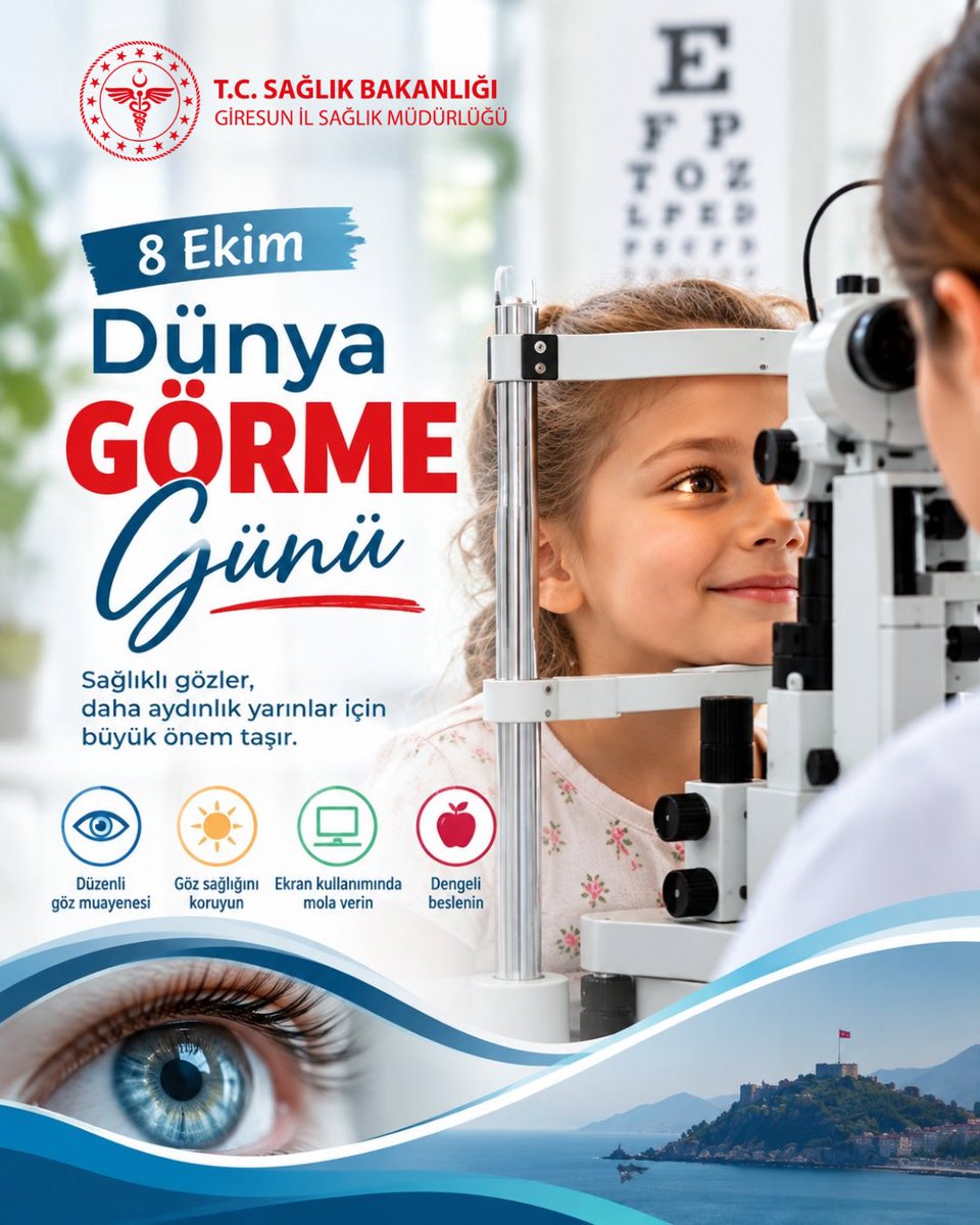 giresunism's tweet photo. Görme sağlığımızı korumak için düzenli göz muayenelerini ihmal etmeyelim; ekran kullanımında gözlerimize mola verelim ve göz sağlığımıza gereken özeni gösterelim.

Unutmayalım: Erken fark etmek, görme sağlığını korumada önemli bir adımdır.

#DünyaGörmeGünü

@saglikbakanligi 
@halksagligigm 
@sbsggm