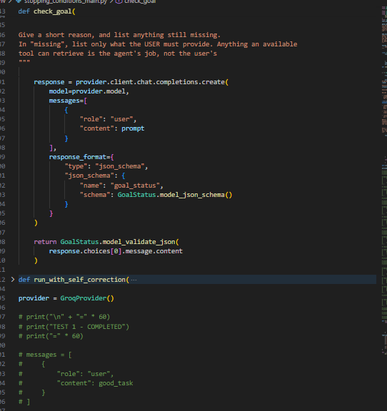 Alvin_Abiero's tweet photo. Day 22
Today I did some research on stopping conditions and goal verification for AI agents and implemented them.
✅Added explicit goal states: completed, needs_input, failed, and incomplete
✅Created a verifier to check the execution trace
#AIEngineering #LLM #Python https://t.co/NL7qQ7lM37