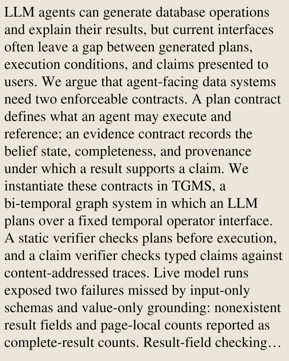 UFCS's tweet photo. No Trace, No Claim: Two Contracts for Database Agents

Xiaofei Zhang
https://t.co/FLacdAyjT5 [𝚌𝚜.𝙳𝙱] https://t.co/TYWv5JtrK1