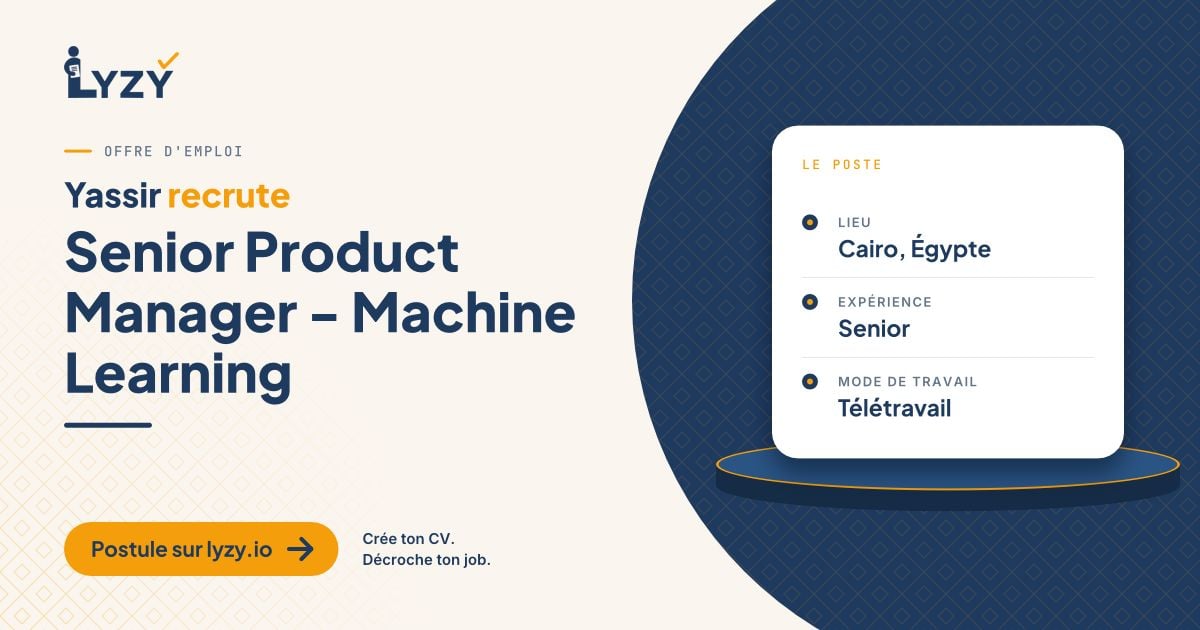 Lyzy_io's tweet photo. Yassir recrute un(e) Senior Product Manager Machine Learning en télétravail.
https://t.co/lHPU3nAfxC #Emploi #MachineLearning https://t.co/OIkjfAPlSB