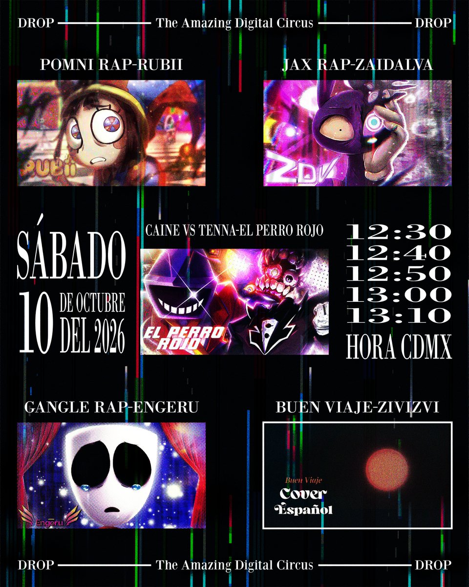 Engeru_kun_'s tweet photo. Volvimos y con un drop de Digital Circus organizado con mis panas @ZaiDalvaGeek @ElPerroRojo_YT @RubiiMusic y @ZiviZvi, cuando todos los temas estén programados les dejaré los links para que puedan acompañarnos en el estreno de ca uno de los drops 💜✨✨✨✨ https://t.co/pEhslGLHIS