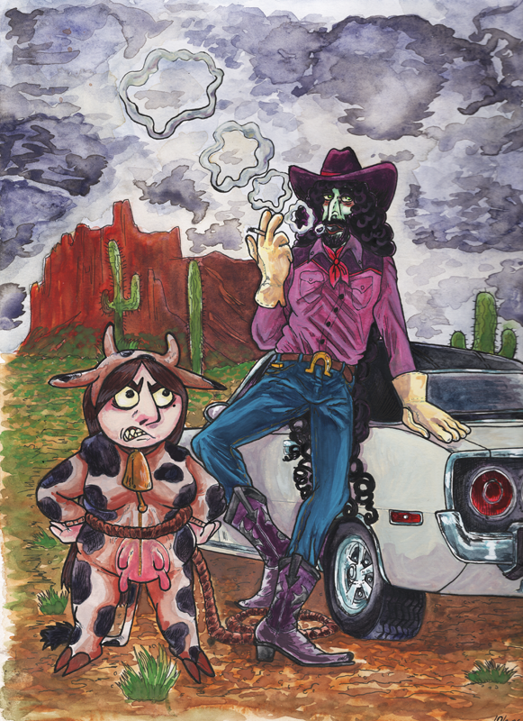 sheepshekets's tweet photo. Bumper page for Domestic HellLand! Painted with Holbein watercolors and Nicker Poster Color. https://t.co/uZQG9WXXVn