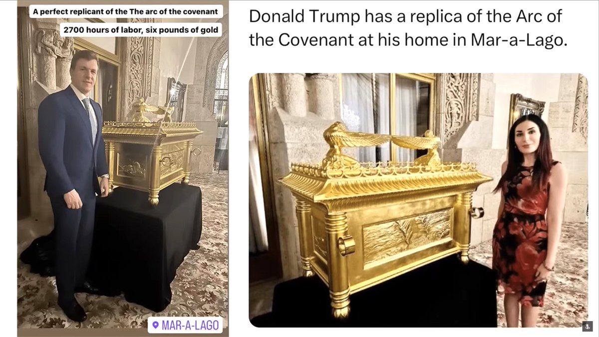 theKrYst's tweet photo. @ComicDaveSmith DAVE. THE MISSING PIECE/REASON FOR TRUMP’S BETRAYAL IS THE ARK OF THE COVENANT HE &amp; BEBE HAD BUILT TOGETHER 2020-2024: https://t.co/JCUJX0aeQy

Ark kept @ Mar A Largo till 2024; when Trump had It sent to Bebe for “All the battle fronts”.

What follows An Ark?

A TEMPLE. Get It? https://t.co/RUIP64Z5J0