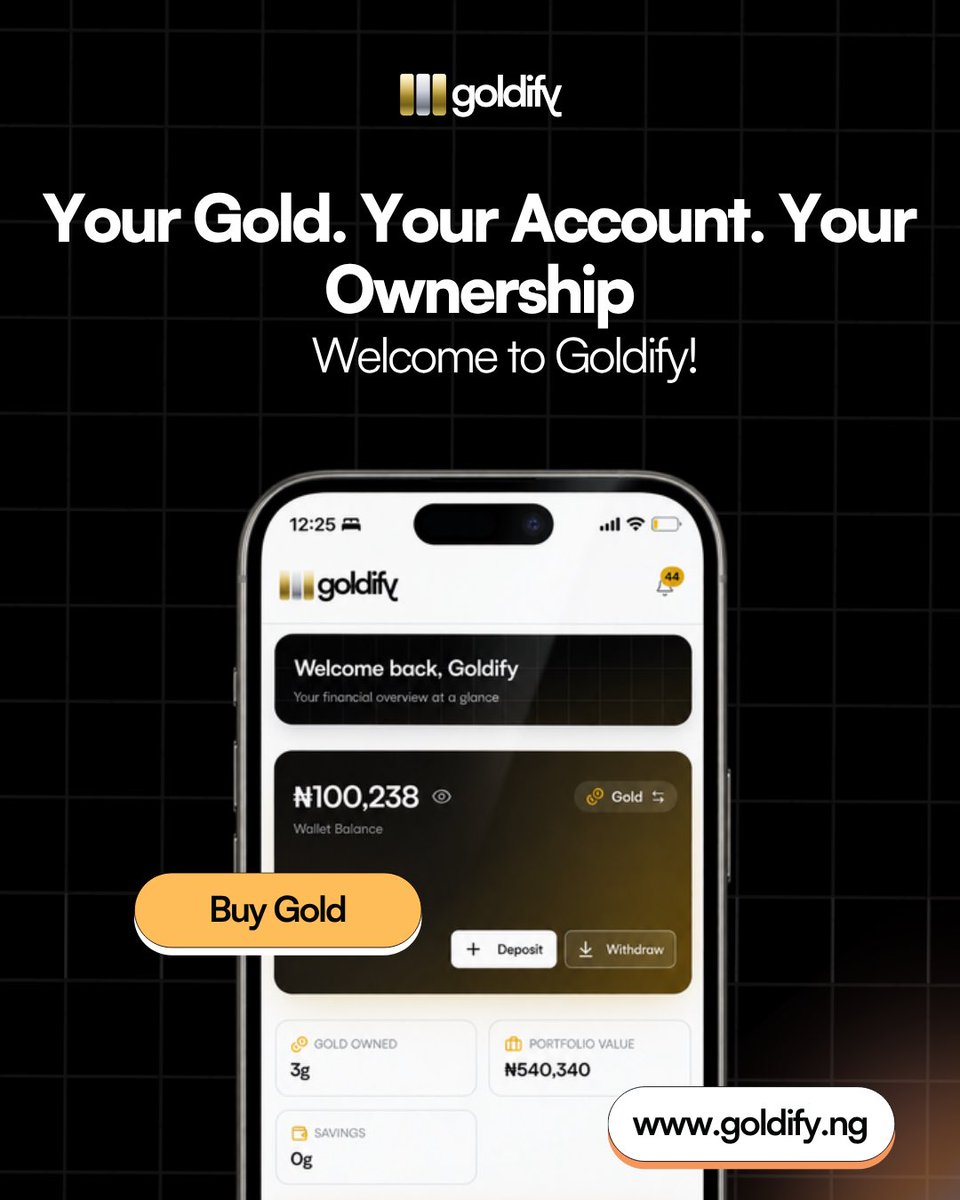Goldifyng's tweet photo. Here are the cool things you can do on Goldify.

Buy Gold
Sell your Gold
Track your Gold Holdings. 
Have your Gold delivered right to your door step.

Own Gold, Build Wealth. https://t.co/WXo64GQfyH