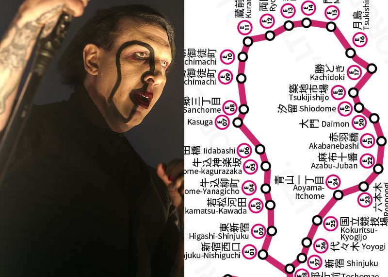 AVnouG4RtN2YkLo's tweet photo. マリリンマンソンの黒線メイク
山手線ではなく、
あえて都営大江戸線の路線図にしたのは
センスの塊だと言わざるを得ない
流石ロックスターだ https://t.co/Q04X9yxc5p