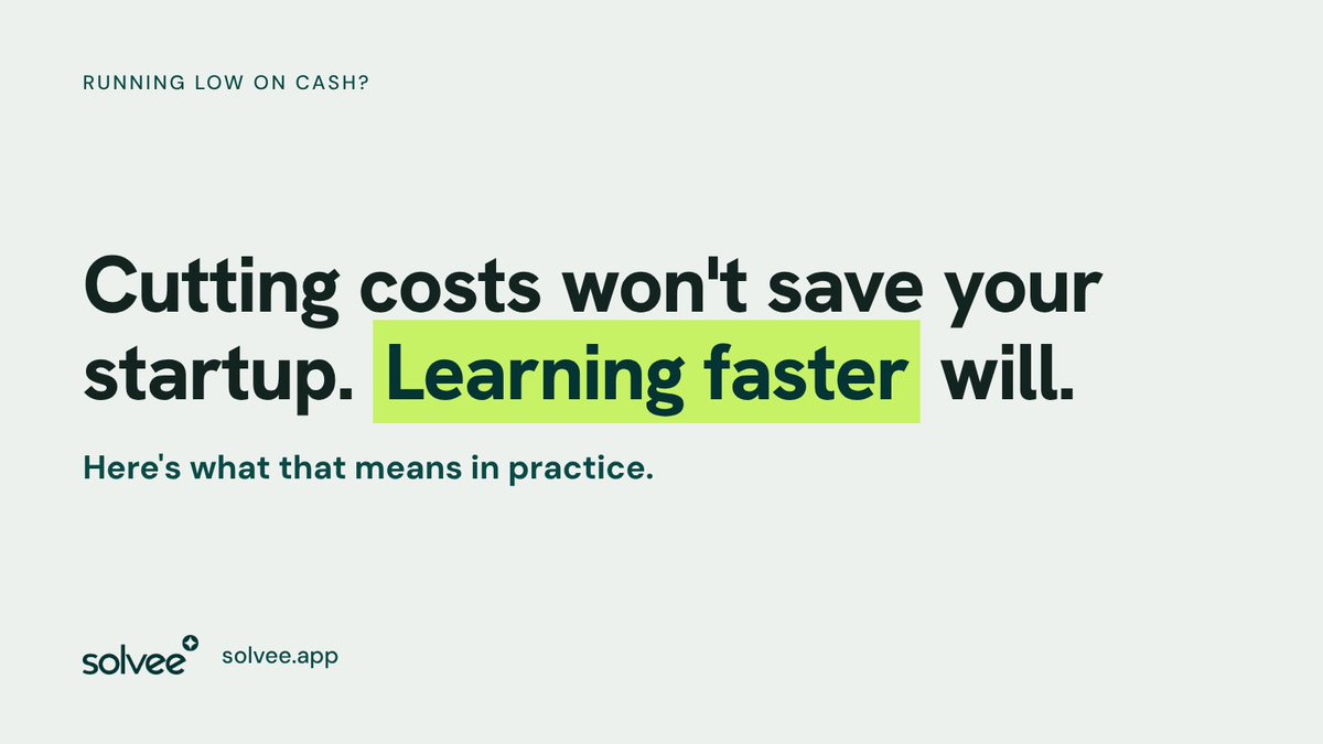 ChristofGomez's tweet photo. Cutting costs won't save your startup. Learning faster will.

Here's what that means in practice. ↓ https://t.co/Ftk4QJ5fym