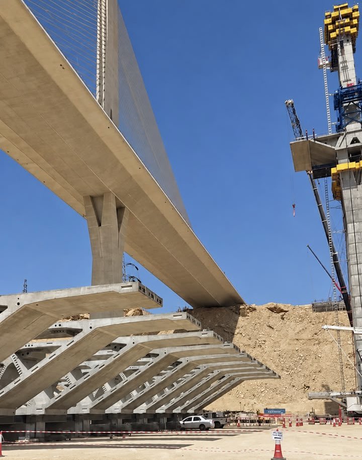 SaudiProject's tweet photo. بدء أعمال تركيب القطع الخرسانية مسبقة الصب، التي تشكّل الهيكل العلوي للجسور الجديدة في مشروع تطوير #الجسر_المعلق بالرياض، وذلك في مرحلة جديدة من الأعمال الإنشائية لتنفيذ الجسرين الموازيين للجسر الحالي https://t.co/wHoDkLNFNr
