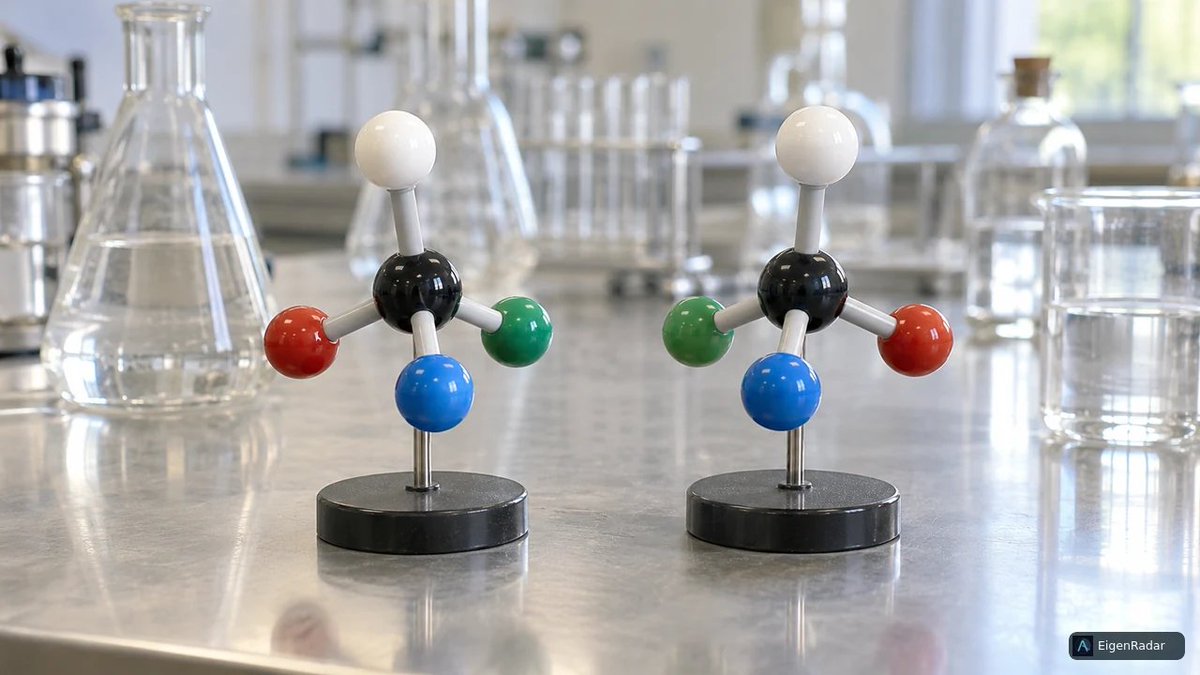 eigenradar's tweet photo. Why does molecular handedness matter for medicine?

Henri B. Kagan and Kenso Soai won the 2026 Nobel Prize in Chemistry for discoveries showing how chemical reactions can amplify one mirror-image form of a molecule over the other.

Their work helped advance the selective synthesis of molecules, a crucial capability in pharmaceutical development.

https://t.co/7ECMurUujK