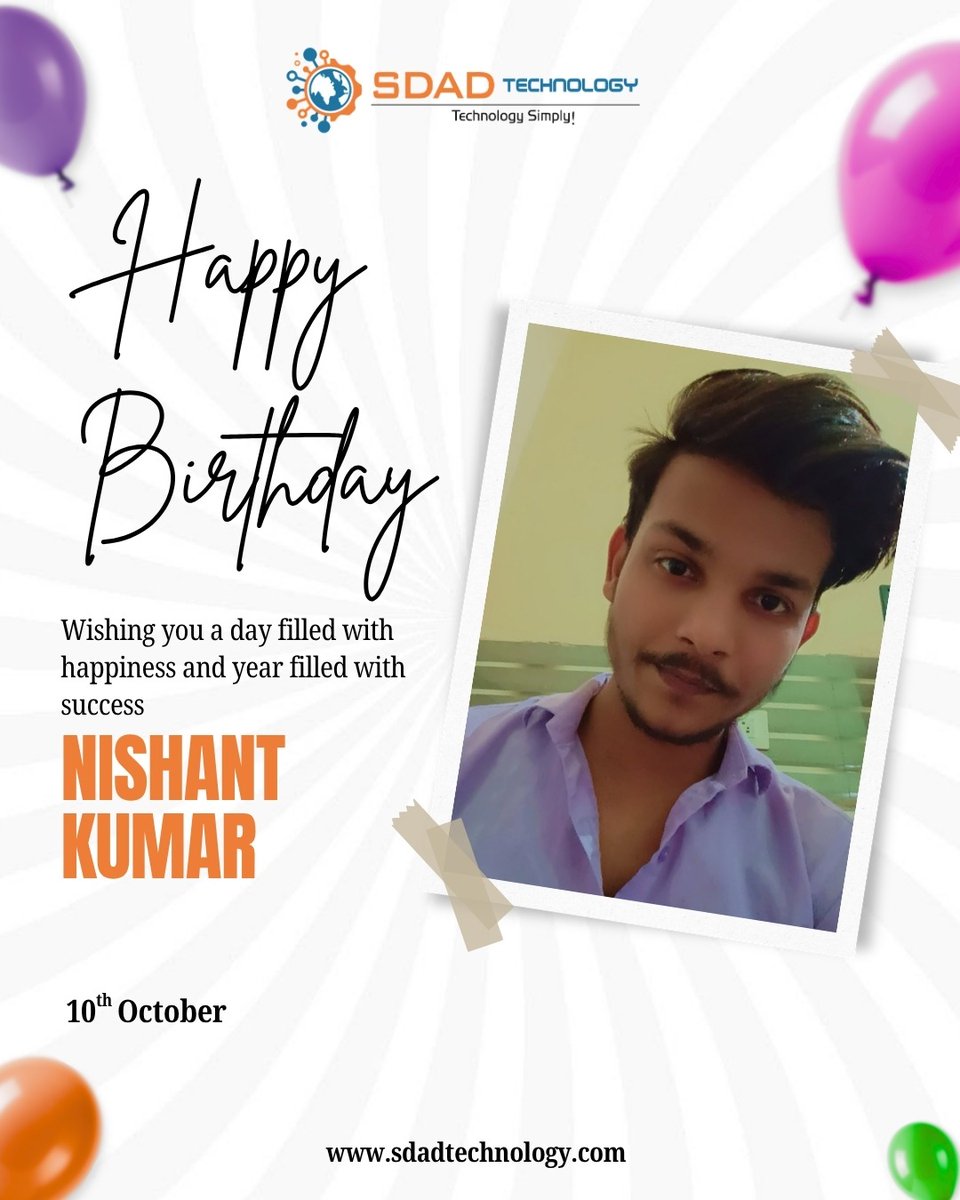 SdadTechnology's tweet photo. Wishing a very happy birthday to Nishant Kumar   ! 🎉

May this special day bring you renewed energy, inspiration, and success in all your endeavors. Here's to a year filled with continued growth and achievements. Enjoy your day to the fullest! 🥳 https://t.co/hzPLfBqZ4Y