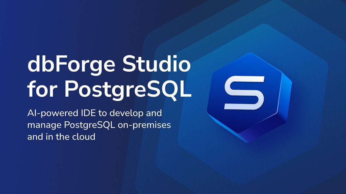 DevartSoftware's tweet photo. ✨ dbForge Studio for PostgreSQL: AI-powered development, management, analysis, and automation

SQL coding, profiling, test data, and CI/CD, plus an AI Assistant that generates, explains, and optimizes SQL.

🍿 See it in action: https://t.co/E8MRnAeAwK

⚡ Try #dbForgeStudio: https://t.co/GOyVMPNapb
