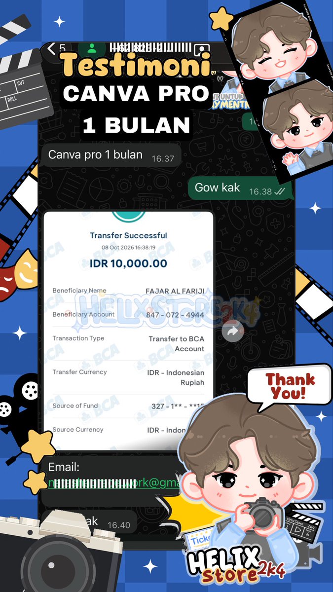 helixstore2K410's tweet photo. TESTIMONI 
- Canva Pro 1 Bulan
- Netflix 1P2U 1 bulan https://t.co/PamC7ogMAx