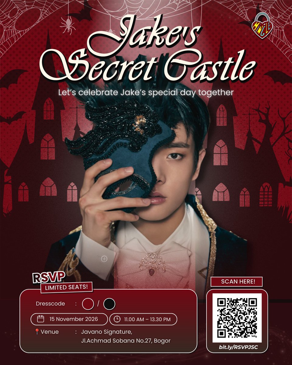 bundJakeSim's tweet photo. 🏰 𝐈𝐍𝐕𝐈𝐓𝐀𝐓𝐈𝐎𝐍 𝐓𝐎 𝐉𝐀𝐊𝐄’𝐒 𝐒𝐄𝐂𝐑𝐄𝐓 𝐂𝐀𝐒𝐓𝐋𝐄 🗝✨ by @mingleproject

ENGENE, the castle doors are open! 🏰 

📅 15 November 2026 
⏰ 11.00 AM – End 
📍 Javano Signature, Bogor 
🎟 95K 

🔗 REGISTER HERE: [ https://t.co/f2izUfKSaD ] 

See you at the castle, ENGENE! 🗝✨