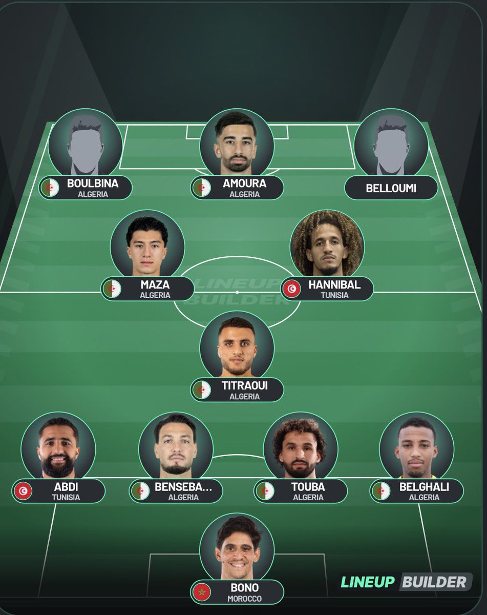 massildz92's tweet photo. Voilà mon onze du Maghreb 🇩🇿🇲🇦🇹🇳 selon les performances actuelles de tous les joueurs 

Dîtes moi ce que vous en pensez en commentaires 👇👇 https://t.co/N2D6fhIkY6