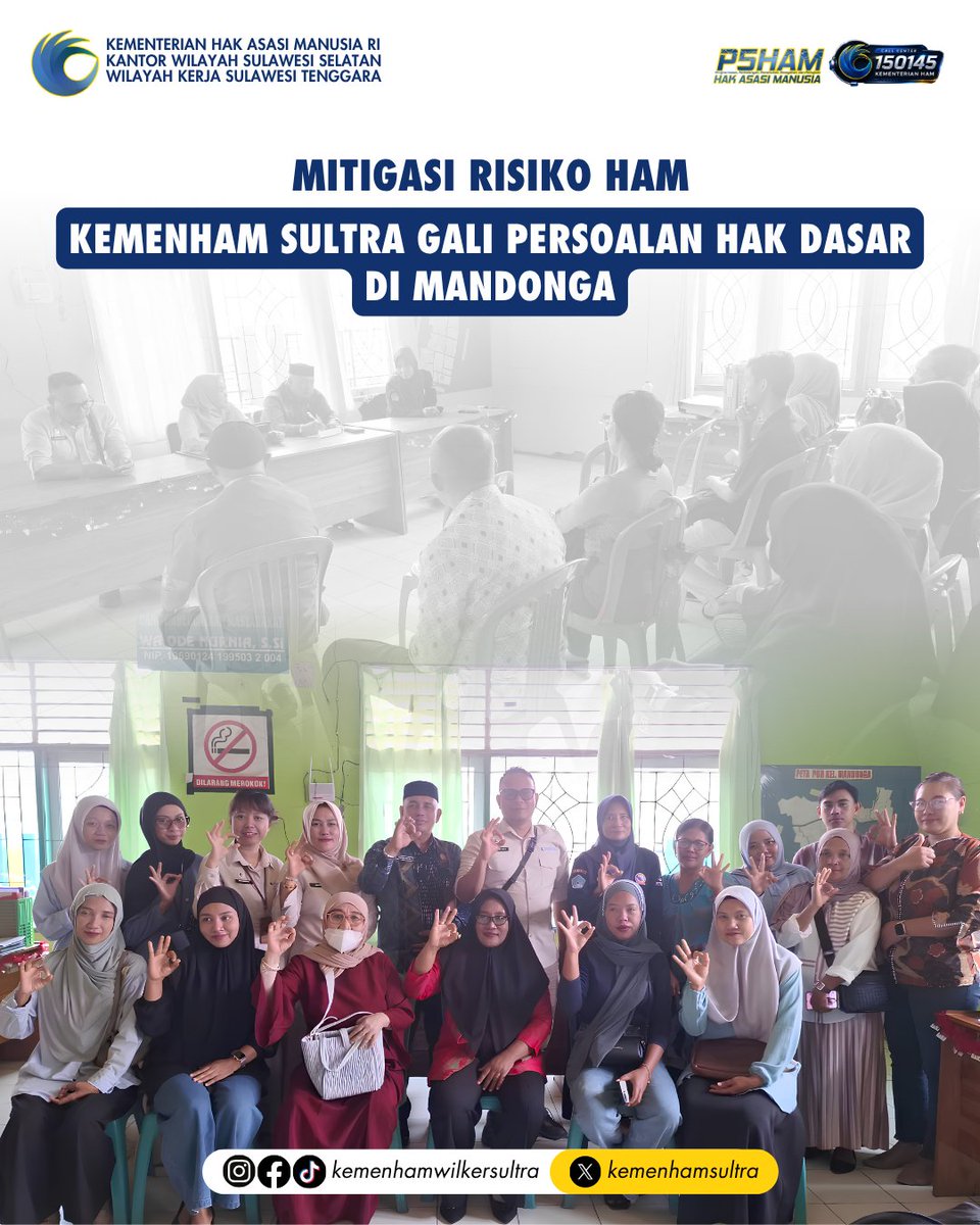 kemenhamsultra's tweet photo. Kemenham Sultra memperkuat mitigasi risiko pemenuhan hak dasar melalui FGD bersama warga Kelurahan Mandonga.

#kementerianham #kemenhamsultra #p5ham #hamuntuksemua https://t.co/jzd8BmxGZN