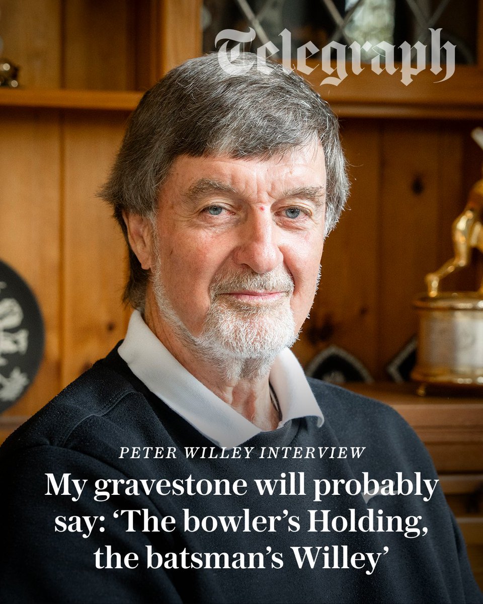 TeleCricket's tweet photo. Peter Willey never feared the West Indian quicks – or Ian Botham, whom he once threatened to hang from a dressing-room hook.

@simonrbriggs meets cricket’s ultimate tough guy ⤵️
https://t.co/cX4nf7zwlZ https://t.co/nXBwyPtIbM