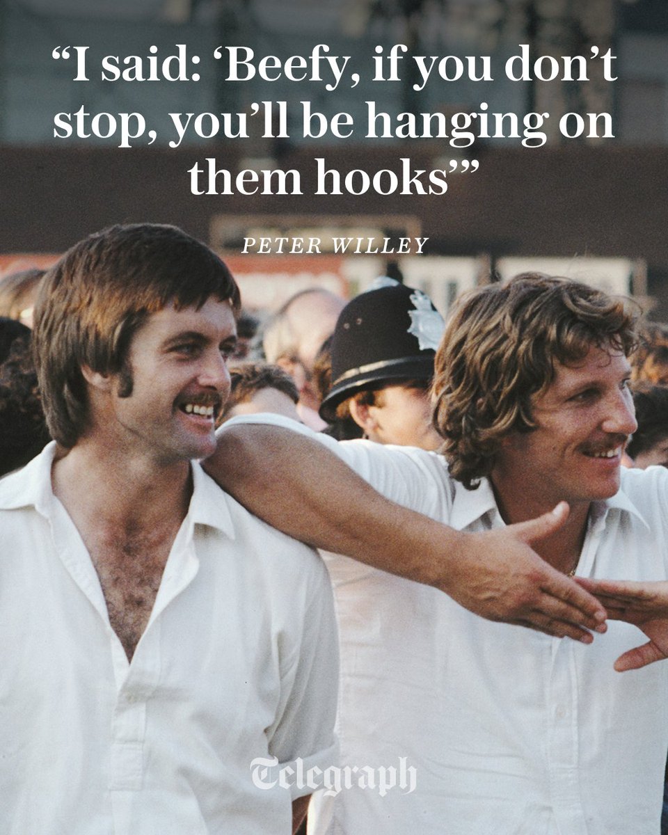 TeleCricket's tweet photo. Peter Willey never feared the West Indian quicks – or Ian Botham, whom he once threatened to hang from a dressing-room hook.

@simonrbriggs meets cricket’s ultimate tough guy ⤵️
https://t.co/cX4nf7zwlZ https://t.co/nXBwyPtIbM