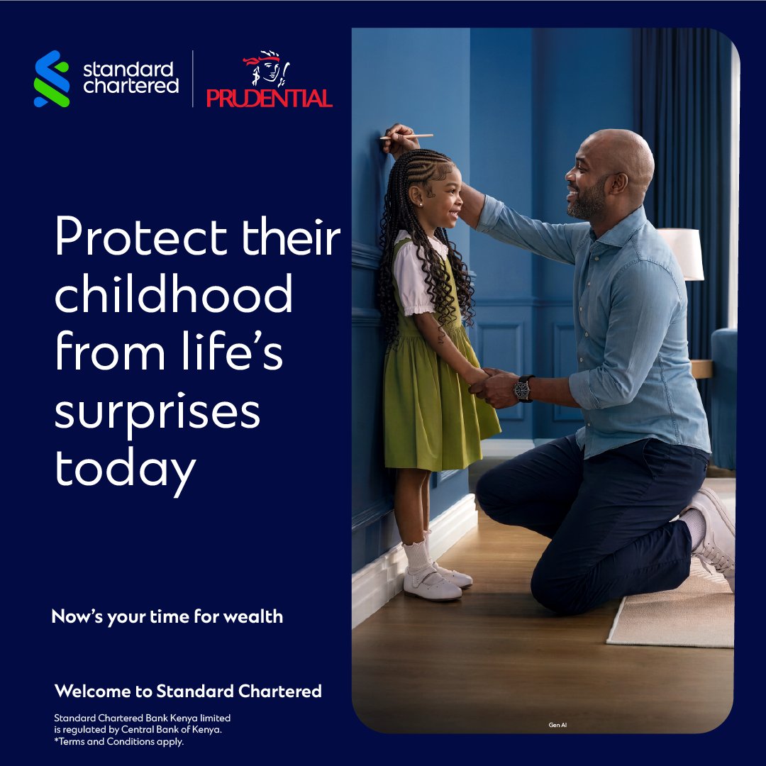 StanChartKE's tweet photo. Standard Chartered &amp; Prudential bring over 300 years of trusted expertise, so you can protect your loved ones. 

Future Ready provides life cover of up to KES 500 million, with no waiting period and a maturity benefit of up to 200% of the sum assured. Email wealth.kenya@sc.com.