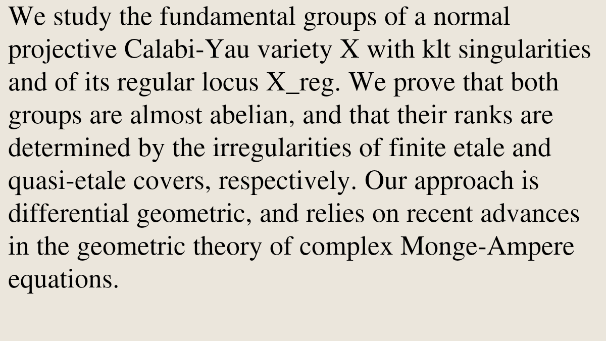 GeometryPapers's tweet photo. Fundamental groups of Calabi-Yau spaces

Xin Fu, Bin Guo, Jian Song, Juanyong Wang
https://t.co/2JPjfKCWrF [𝚖𝚊𝚝𝚑.𝙳𝙶 𝚖𝚊𝚝𝚑.𝙰𝙶 𝚖𝚊𝚝𝚑.𝙰𝙿] https://t.co/kf62qnDERn