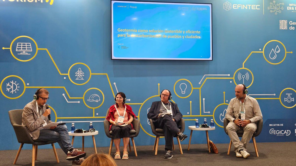 ICGCat's tweet photo. La geotèrmia en la descarbonització de pobles i ciutats a #EFINTEC2026. Ignasi Herms (ICGC) ha moderat una taula rodona amb professionals de la Diputació de Girona, l’IREC, Feu Godoy Arquitectura, SIALTEC i SUNO Enginyeria de Serveis Energètics SCCLP.
👉 https://t.co/bcQUUU6Rfz https://t.co/q81D3wKGb8