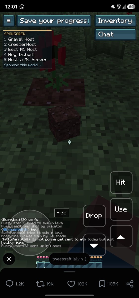 JavierrLoL's tweet photo. Chavales que podéis jugar a Minecraft en Twitter, me descojono https://t.co/o6PAIgw2pk