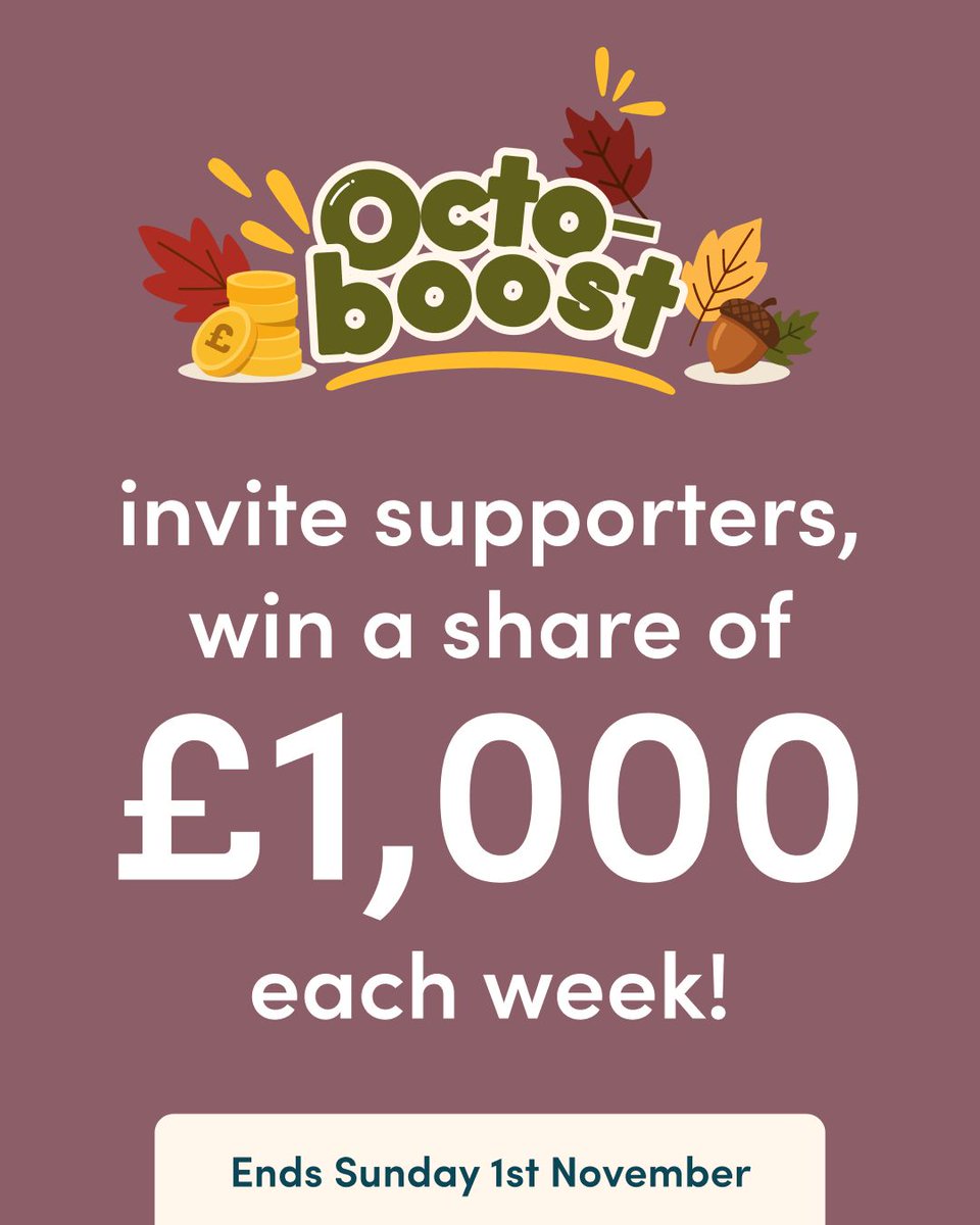 easyuk's tweet photo. Give your fundraising an Octo-boost! 🍂💛

Throughout October, we’re giving away a share of £1,000 every week to causes that invite new supporters!

This week’s entries close Sunday 11th October, so get sharing!

Find out more: https://t.co/7ohe5H1zEm https://t.co/QHbfu6hFVo
