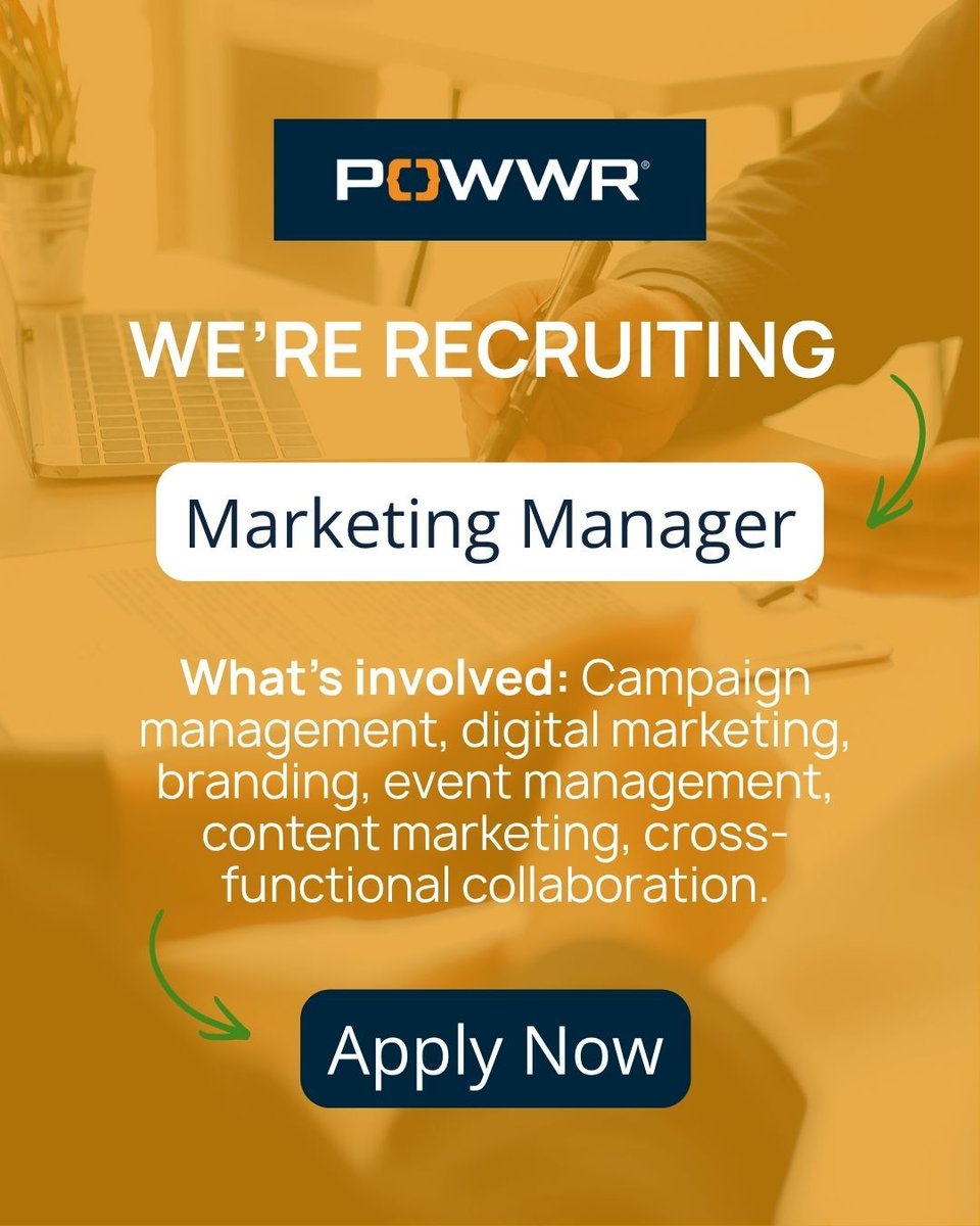 PowwrSoftware's tweet photo. 🚀 We’re Hiring! Join POWWR as our new Marketing Manager 🚀

Are you a results-driven marketer with a knack for executing stand-out campaigns, managing digital channels, and bringing brands to life at events? We want to hear from you! 🌟

Apply today:🔗 https://t.co/d5rUnErmhF https://t.co/Y6MO0wss3a