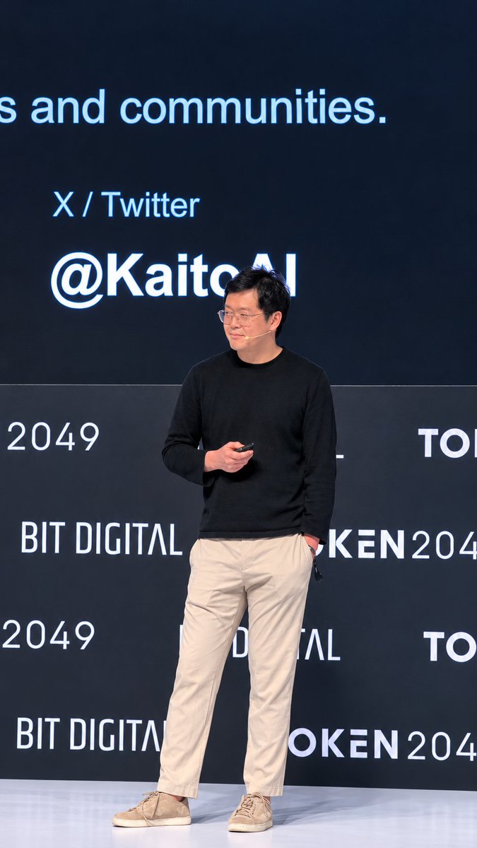 zexprwire's tweet photo. Day 2 at @token2049 Singapore is underway, and one of the first things we caught on the main stage was @KaitoAI .

@KaitoAI uses AI to track crypto mindshare, surface influential voices and show which projects and narratives are gaining attention across Web3, insights that matter in fast-moving trading markets.

Its representative brought that work to the @token2049 stage, highlighting the growing role of data and attention in crypto.

@zexprwire is on the floor for Day 2.

#ZEXPRWIRE #Web3 #Crypto #AI