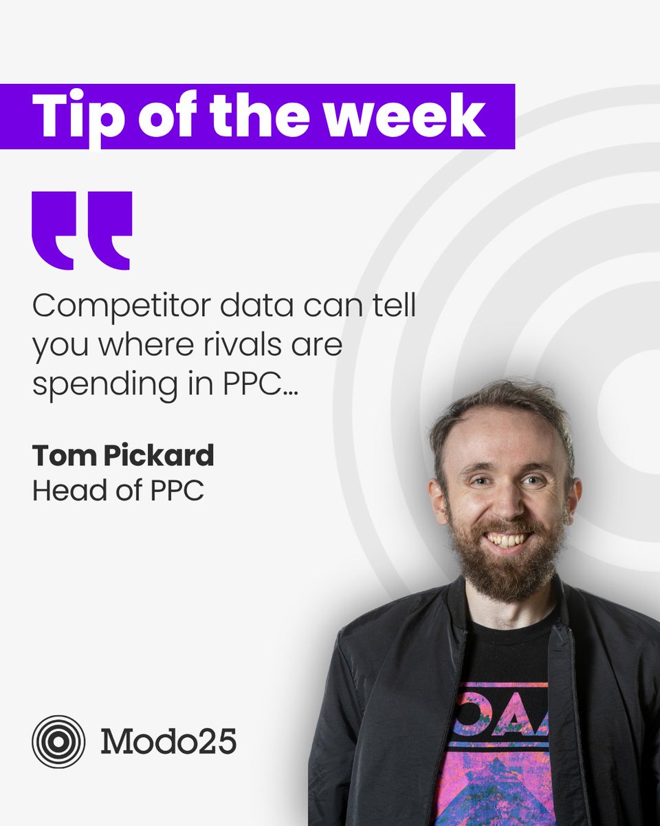 InModo25's tweet photo. Checking in on your competitors once a quarter? 👀

Your competitors are telling you how to win, but are you listening? Competitor data can tell you which keywords they're bidding on, and how your account really compares to the rest of your category. https://t.co/7UXfXaaEIj