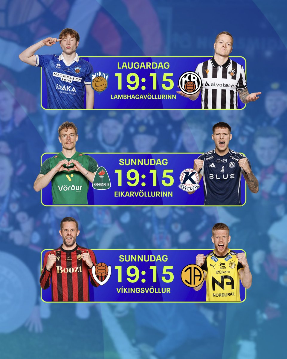 bestadeildin's tweet photo. Stórleikir undir ljósunum um helgina! 🤩 

Sjáumst á vellinum! ⚽️ #bestadeildin https://t.co/TOX6zhSrBV